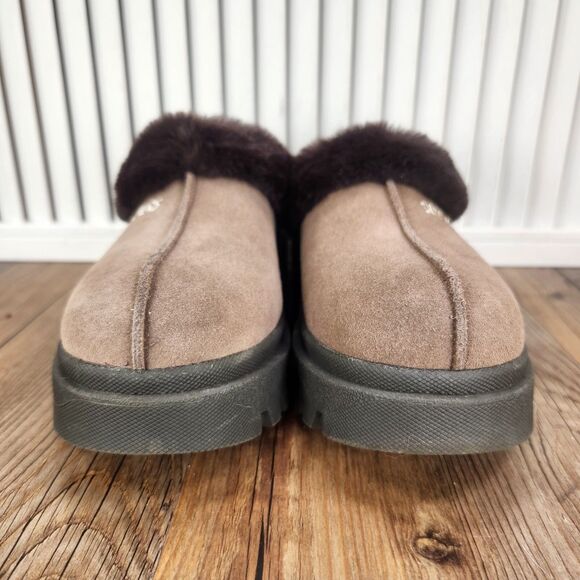 Skechers Shindigs Fortress Womens Size 6 Brown Suede Faux Fur Slip On Clog Shoes - Picture 2 of 9